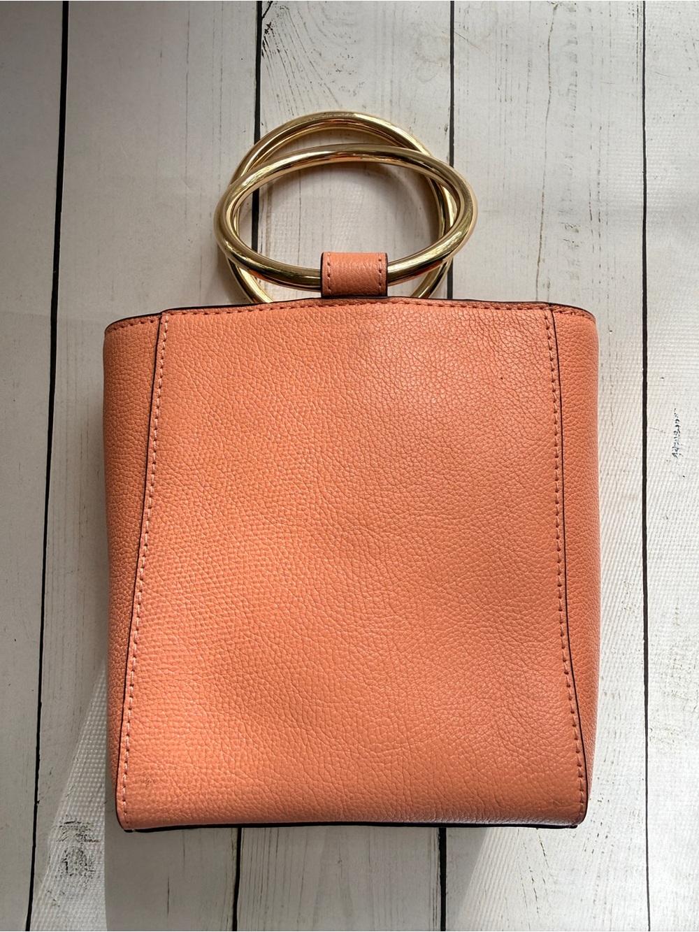 Henri Bendel Marquis Micro Mini Ring Top Bucket Bag Coral Pink Leather - Picture 4 of 15